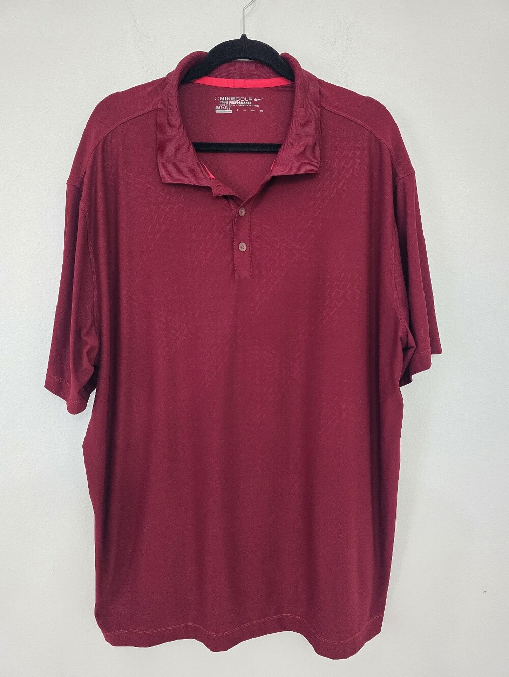 Nike Golf Tour Performance Dri-Fit Polo Shirt Mens XXL Burgundy